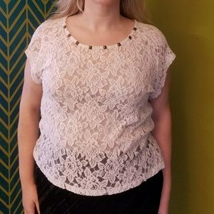 Torrid lace blouse with bronze details
